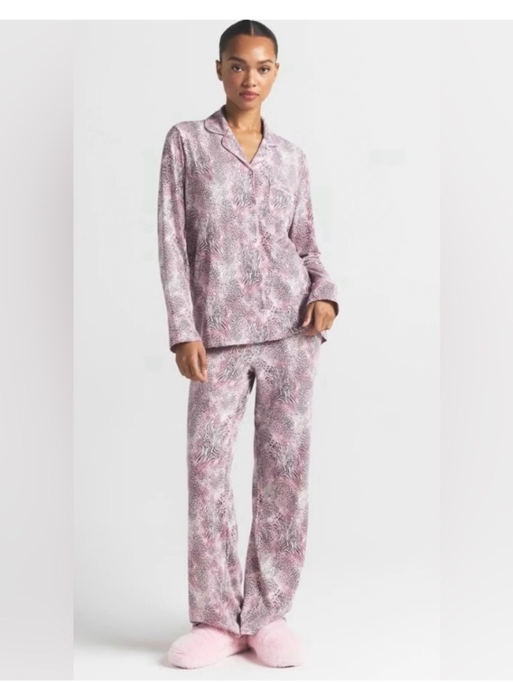 SKIMS NWT Long-Sleeve Pajama Set Bloom Mini Multi Animal Size S
